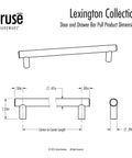 Diagram of door and drawer pulls 6-inch center-to-center brushed titanium gold finish 10 pack with measurements.
