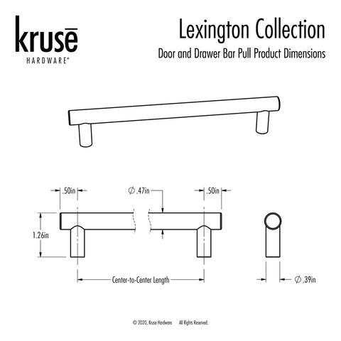 Diagram of door and drawer pulls 6-inch center-to-center brushed titanium gold finish 10 pack with measurements.