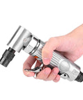 Top Shelf Pneumatic Angle Die Grinder Delivering 25000rpm High Speed Air Power For Rapid Grinding Smooth Polishing And Metal Surface Prep A Straight Up Shop Powerhouse in hand view showing ergonomic design.