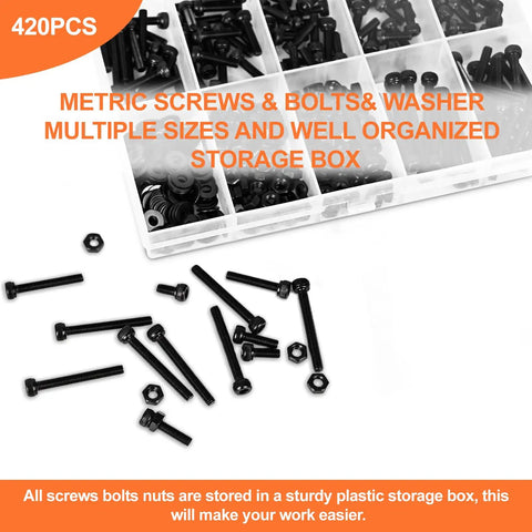 M3 Hex Socket Head Cap Screw Kit For 3D Printing Premium 12 9 Grade Alloy Steel With Black Oxide Finish 140 Pcs