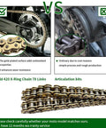 X Ring 420 Chain For Honda 116 Links With Master Link Universal Fit Gold Color Low Friction And Superior Seal Long Lasting O Ring Alternative For Smooth Shifts And Prolonged Chain Life To Beef Up Your Ride, gold 420 X-ring chain 78 links