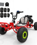 Gas Powered Off Road Go Kart For Adults And Teens Fourteen Plus with 212cc Four Stroke Engine, helmet, pads, and flag