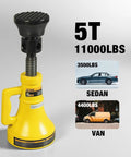 Heavy Duty Five Ton Car Support Screw Jack For Home Garage Construction And Bridge Stabilization Pro Grade Lift With Adjustable Range From Nine And A Half To Thirteen And Three Eighths Inches Rugged Anti Skid Base And Saddle Ten Thousand Pounds Capacity