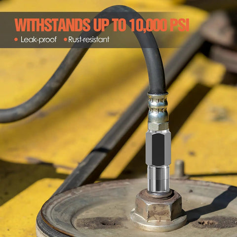 Installed 4 Pack Universal Grease Gun Couplers For 1/8 Inch NPT Threads With 4 Jaw Locking Fittings on industrial equipment