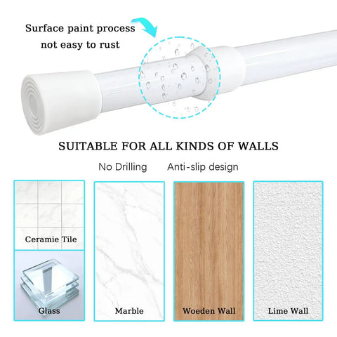 Adjustable Window Security Bar For Sliding Doors 15.7 To 27.5 Inches With Rubber Tips And 1.2 Inch Diameter White Tension Rod Lock Bar For Extra Home Safety Easy Install Secure Fit And Window Locking Confidence