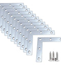 12 Pack Stainless Steel L Shaped Corner Brackets Rock Solid Right Angle Furniture Repair Plates Heavy Duty Table Leg Supports With Screws