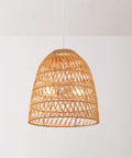 Galen 2-Light Chandelier With Bamboo And Rattan Shade, White Canopy And Cord, Japandi Style Modern Rustic Lighting