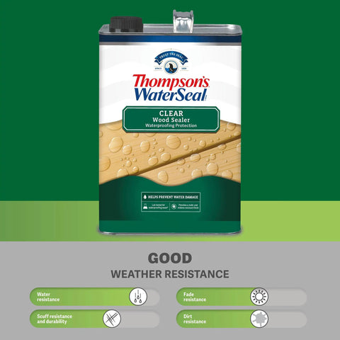 Top Shelf Exterior Wood Sealant For Concrete Brick And Masonry Waterproofing One Gallon Clear wood sealer with waterproof protection.