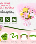 Pipe Cleaners Craft Kit With 600 Pieces In 6 Vibrant Colors Chenille Stems shown in a floral arrangement with icons and features.