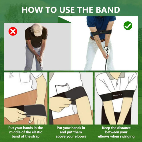 How to use the band with Rope Golf Swing Trainer Set For Indoor And Outdoor Practice With Swing Correcting Arm Band And Weighted Ball Blue