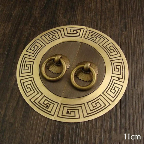 Vintage Cabinet Knobs And Brass Cupboard Handles For Diy Home Upgrades, Durable Copper Drawer And Door Handles, Double Open Cabinet Hardware, Exquisite Yet Practical Brass Finish For Retro Vibes In The Kitchen And Rustic Decor, shown in 11cm Asian-style design