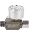 Air Adjusting Regulator Valve With Analog Pressure Gauge For Spray Guns And Air Tools One Quarter Inch Nps Aluminum Body
