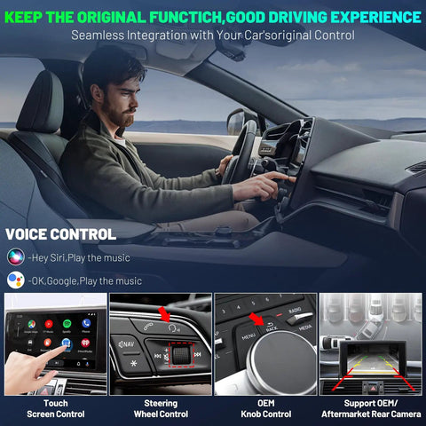 Wireless CarPlay And Android Auto Plug And Play Retrofit Kit Decoder Box For Audi A4 A5 Q2L Q5L Q7L 2014 To 2022 with MIB platform.