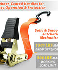 Heavy Duty Ratchet Tie Down Straps 8 Pack 15 Ft Each 500 Lb Load Capacity 1500 Lb Break Strength Cargo Straps with Hook