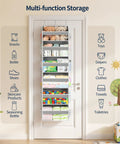 Game Changing Over The Door Organizer With Six Hella Roomy Clear Pockets For Sneakers Accessories And Daily Gear Heavy Duty Hanging Closet Rack To Declutter Any Tight Room Today with various items organized.