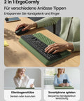 Person using All In One Ergonomic Keyboard Stand With Built In Wrist Rest And Memory Foam Pad No Slip Desk Cushion at home desk