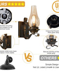Retro Rustic Oil Rubbed Bronze Plug In Wall Sconce Set Of 2 With Amber Glass, Kerosene Lamp Style, US standard bracket and UL listed