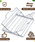 Two Piece Adjustable Roasting Racks Set For Turkey And Chicken Stainless Steel V Shaped Stand For Smoker Grill And Oven