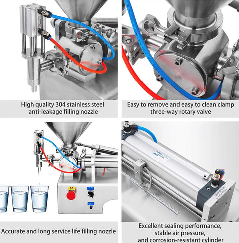 Heavy Duty Liquid And Paste Filling Machine Double Nozzle Pneumatic Piston Dispenser 1000 To 5000 Ml with stainless steel filling nozzle