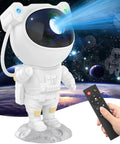 Cosmic Projector Lamp With LED Night Light For Kids featuring spaceman design with remote, projecting starry sky in space theme.