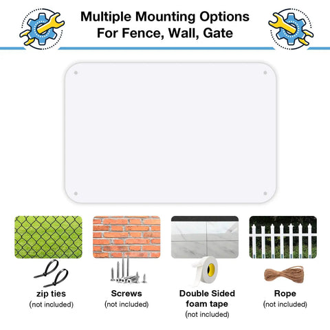 Two Pack Of Crisp White Blank Metal Signs Built Tough With Rust Free Aluminum Easy Wall Mounts For Indoor Or Outdoor Display Perfect For Diy Crafting And Personalized Projects 10 By 7 Inches with mounting options.