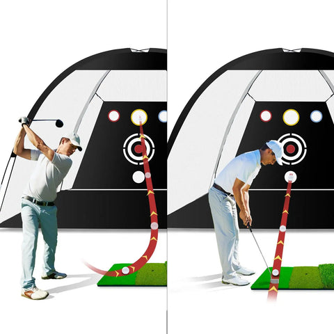 10x7ft Golf Practice Net With Tri Turf Mat And Target All In One Setup Including 5 Practice Balls And Carry Bag Durable Backyard Driving Net