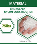 Reinforced nylon construction material held in hand, 75lbs capacity, used in Self Drilling Drywall Anchors And Screws Kit.