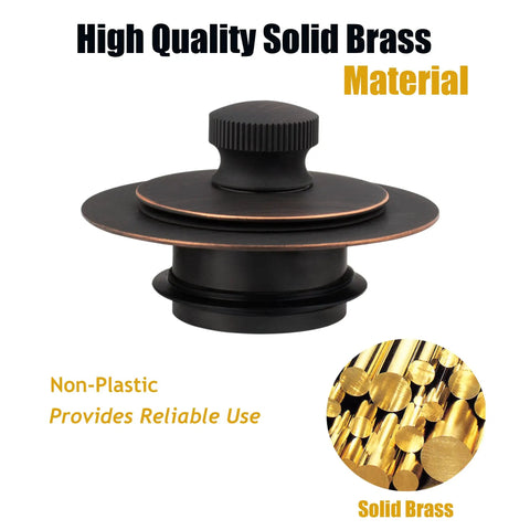 Slick Universal Bathtub Drain Stopper And Cover Fits Lift And Turn Tip Toe Drains Easy Hair Removal No Sweat Swap Oil Rubbed Bronze Tub Replacement Plate For Bathroom Fixtures Smooth Glide Operation in solid brass.