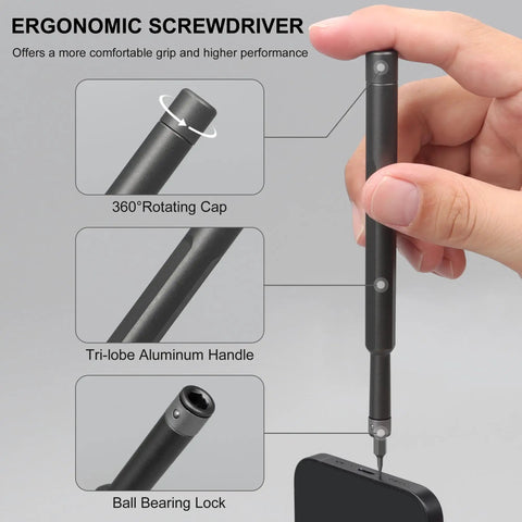 Ergonomic screwdriver with rotating cap from 49 In 1 Precision Screwdriver Set For Electronics Repair, Compact Tool Kit
