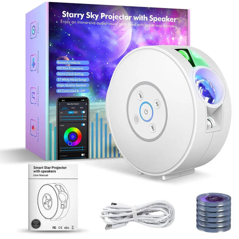 Smart Galaxy Projector For Bedroom With App Control And Voice Assistants Like Alexa And Google Home Multi Color Nebula Sky Night Light package