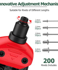 Boss Level Heavy Duty Manual Pop Rivet Gun Kit Featuring 200 Rugged Aluminum Rivets Plus Five Swap Out Nozzles, detail of adjustable nozzle.