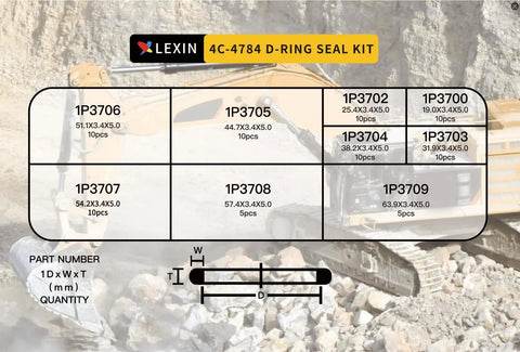 D Ring Kit for CAT Excavator Hydraulics That Replaces 2701535 and 4C4784 SAE J2643 Buna N 90 Duro NBR Seals Pack 80pc Oil Resistant Hose Fitting Seals Built for Tough Cat Work, 4C-4784 D-ring seal kit chart