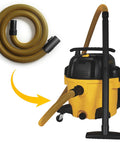 One Seven Eighth Inch Seven Foot Shop Vac Hose For Dewalt Wet Dry Vacuum Six To Ten Gallon Models DXVA19 2500 attached to vac