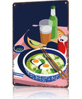 Ramen Still Life Metal Sign 8x12 Tin Wall Decor With Drinks Vintage Vibe For Home Office Garage Kitchen Bar Themed Wall Art