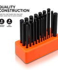 Transfer Punch Set With Premium Heat Treated Alloy Steel Punches 28 Piece Hole Punch Kit on orange base