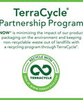 TerraCycle Partnership Program logo and text promoting recycling initiative for eco-friendly packaging.