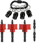 Bi-Metal Impact Hole Saw Kit With Three Saw Blades Seven-Eighths Inch, One And One-Eighth Inch, One And Three-Eighths Inch, Plus Double Ended Driver Bit