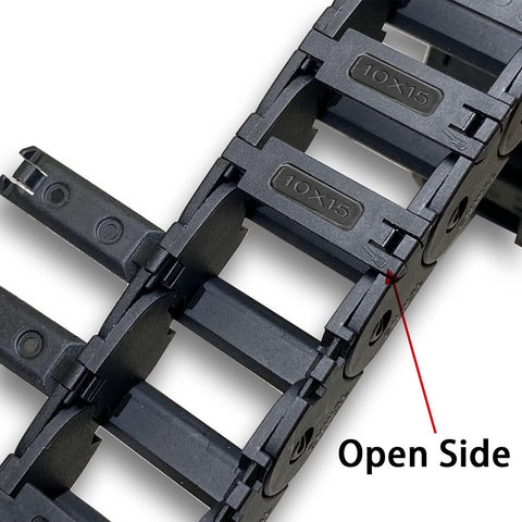 39.3 Inch Drag Chain Cable Open Type R18 10x15mm Inner 14.5x22.5mm Outer Heavy Duty Nylon PA66 Black For CNC Router Mill And 3D Printer Includes 1 Pair Connectors 9 Screws And Screwdriver