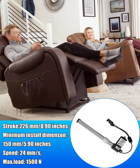 Couple relaxing on recliners using KDPT007-115 Linear Actuator Replacement For Electric Sofa Lift Chairs And Power Recliners.
