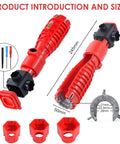 All In One Faucet And Sink Wrench Tool For Plumbing Installations, 25 in 1 Multifunctional Kit showing components and dimensions