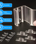 Heavy Duty Universal RV Sliding Closet Door Latches With Slick Hardware Kit, durable transparent latches with screws and fasteners.