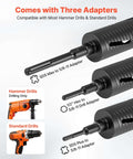 Angled side view of VEVOR 3-inch diamond dry core drill bit with three adapters for concrete