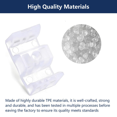 Clear plastic shower door bumper clip with screws for bottom guide; fits framed or sliding glass doors.
