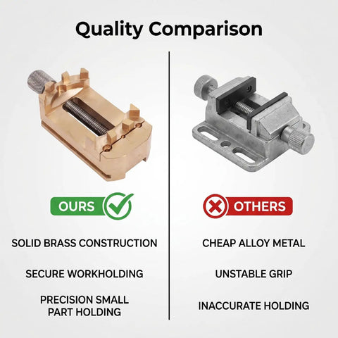 Mini Brass Vise For Watch Repair And Jewelry Engraving Precision Clamping Jaws For Tiny Parts Delicate Hands Tiny Gears Pivot Tubes And Small Components The Handy Pro Grade Watchmakers Tool For Precise Holding. Solid brass mini vise compared with alloy metal