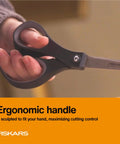 Left-Handed Titanium Scissors With Soft Grip Handle For Comfort And Precision, 8 Inch Stainless Steel Blades Built For Day-To-Day Home And Office Tasks Like Paper Cardboard Photos And More, shown in hand