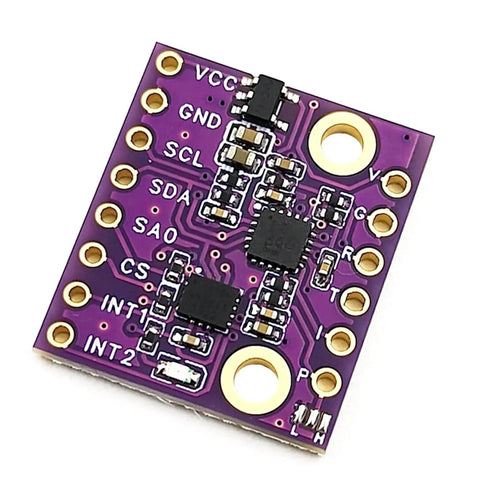 Compact 6DOF Gyroscope And Accelerometer Sensor Module With Multiple Protocols For Embedded Navigation In Tight Spaces Built For Robotics Autonomous Systems And Device Makers Needing Durable Drop In Multi Function Sensing Supports I2C SPI UART CAN purple PCB