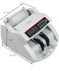 High Speed Money Counter Bill Counter With UV And Magnetic Counterfeit Detection with dimensions labeled on image.