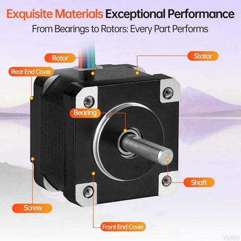 NEMA 14 Stepper Motor 2 Phase 1.8 Degree High Torque Bipolar 12 Ncm 16.99 Oz In 29mm Body 4 Lead Cable Included Shaft 5mm 0.6A For 3D Printers DIY Bots CNC Rigs