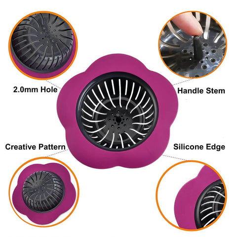 Colorful Silicone Kitchen Sink Strainers Set Of 4 With Large 4.5 Inch Wide Rim No Fuss Rustproof