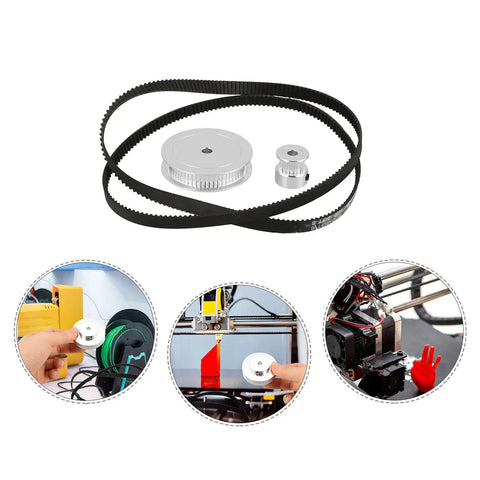 Premium Timing Pulley Wheel Kit With Synchronous Belt Gear For High Torque Ratio Reduction In CNC Printers And Model Machinery Builds For Pros. timing pulley kit with black belt and aluminum pulleys for CNC and model machinery